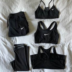 Lot of 5 Black Nike Workout Pieces Size Small